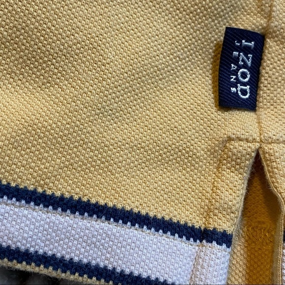Vintage Retro IZOD Jeans Striped Cotton Rugby Shirt Yellow Gold Size Large - Picture 8 of 12